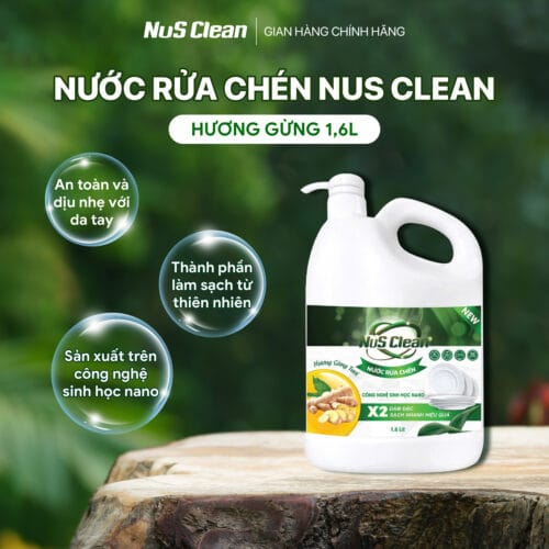 Nước rửa chén NuS Clean hương gừng 1,6L